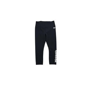 Reebok Capri‎ Leggings Womens Medium Black High Rise Logo Athletic Gym Yoga